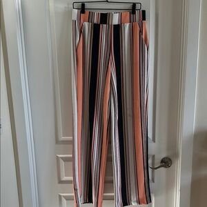 Fashion Nova Pink and Black Striped Trousers
